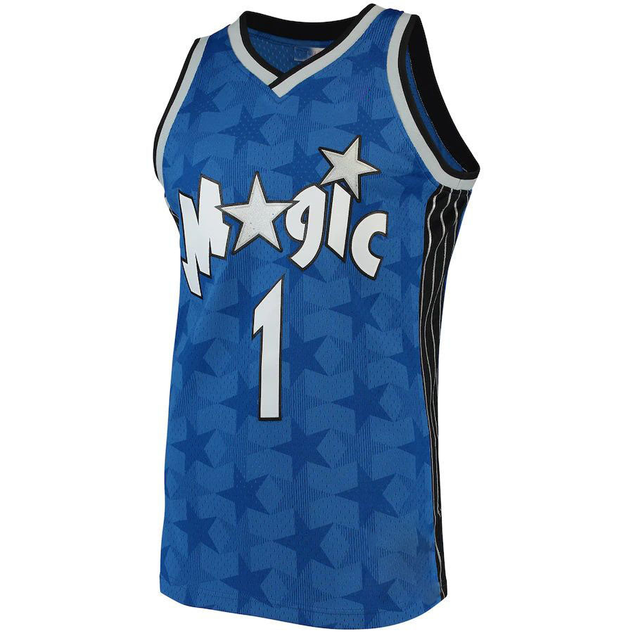 O.Magic #1 Tracy McGrady Mitchell & Ness Big & Tall 2000-01 Hardwood Classics Swingman Jersey Blue Stitched American Basketball Jersey view 2