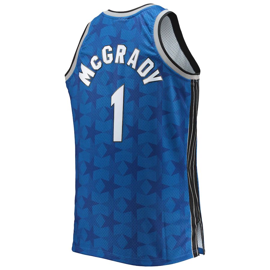 O.Magic #1 Tracy McGrady Mitchell & Ness Big & Tall 2000-01 Hardwood Classics Swingman Jersey Blue Stitched American Basketball Jersey - Main View