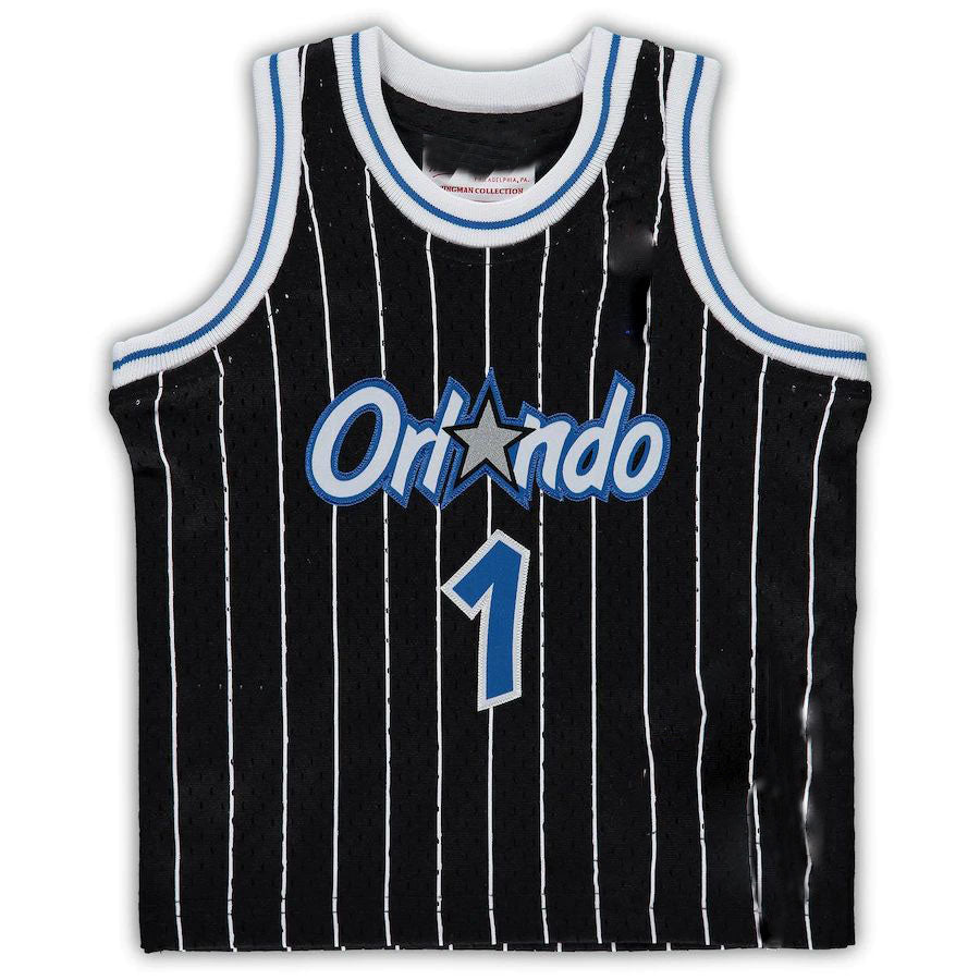 O.Magic #1 Tracy McGrady Mitchell & Ness Infant 2003-04 Hardwood Classics Retired Player Jersey  Black Stitched American Basketball Jersey - Main View