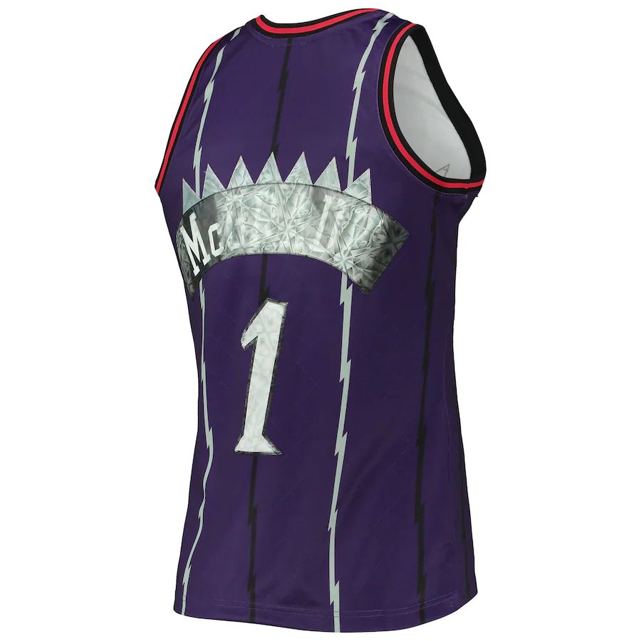 T.Raptors #1 Tracy McGrady Mitchell & Ness 1996-97 Hardwood Classics  75th Anniversary Diamond Swingman Jersey Purple Stitched American Basketball Jersey - Main View