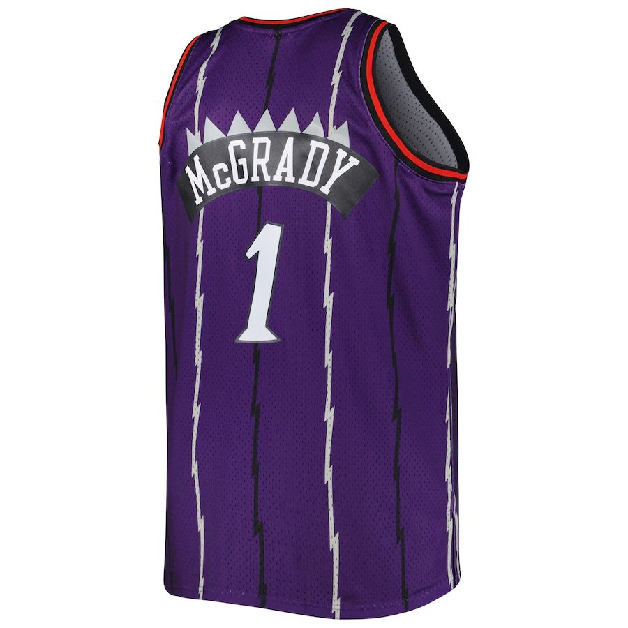T.Raptors #1 Tracy McGrady Mitchell & Ness Big & Tall Hardwood Classics 1998-99 Swingman Jersey Purple Stitched American Basketball Jersey - Main View