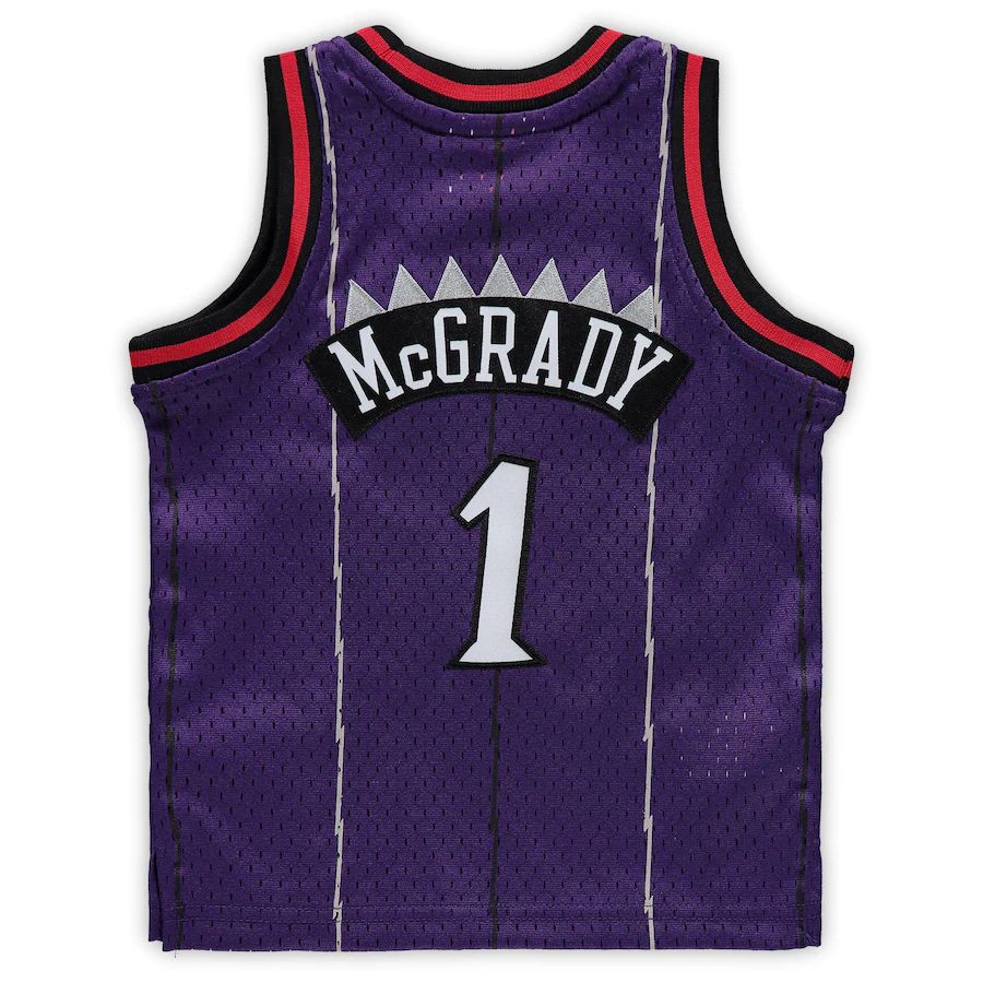 T.Raptors #1 Tracy McGrady Mitchell & Ness Infant 1998-99 Hardwood Classics Retired Player Jersey Purple Stitched American Basketball Jersey - Main View