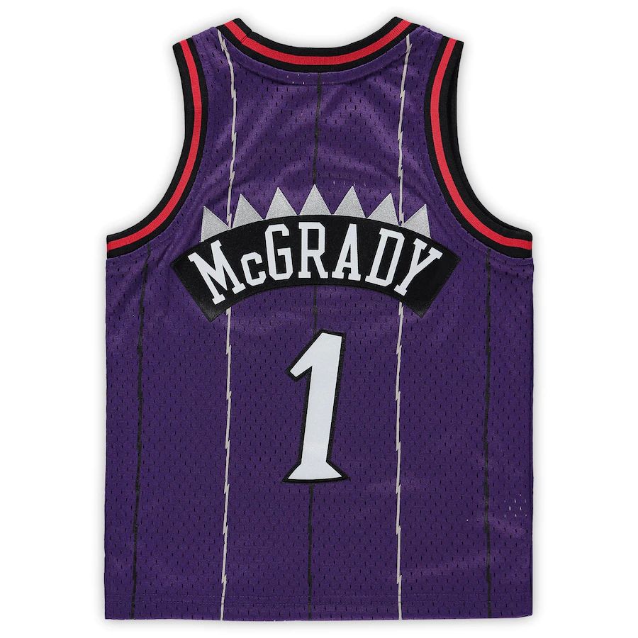 T.Raptors #1 Tracy McGrady Mitchell & Ness Preschool Hardwood Classics Throwback Team Jersey Purple Stitched American Basketball Jersey - Main View