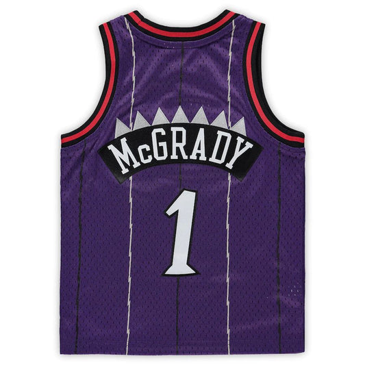 T.Raptors #1 Tracy McGrady Mitchell & Ness Preschool Hardwood Classics Throwback Team Jersey Purple Stitched American Basketball Jersey - Main View