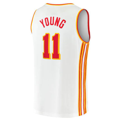 A.Hawks #11 Trae Young Fanatics Branded 2020-21 Fast Break Player Jersey Association Edition White Stitched American Basketball Jersey - Main View