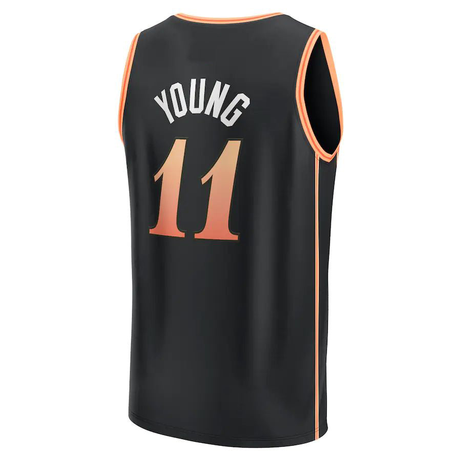 A.Hawks #11 Trae Young Fanatics Branded 2022-23 Fastbreak Jersey City Edition Black Stitched American Basketball Jersey - Main View