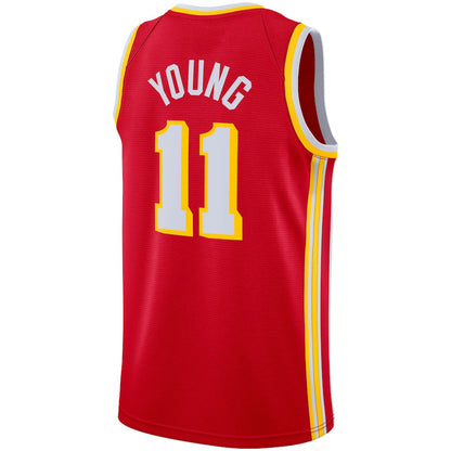 A.Hawks #11 Trae Young 2020-21 Swingman Jersey Icon Edition Red Stitched American Basketball Jersey - Main View