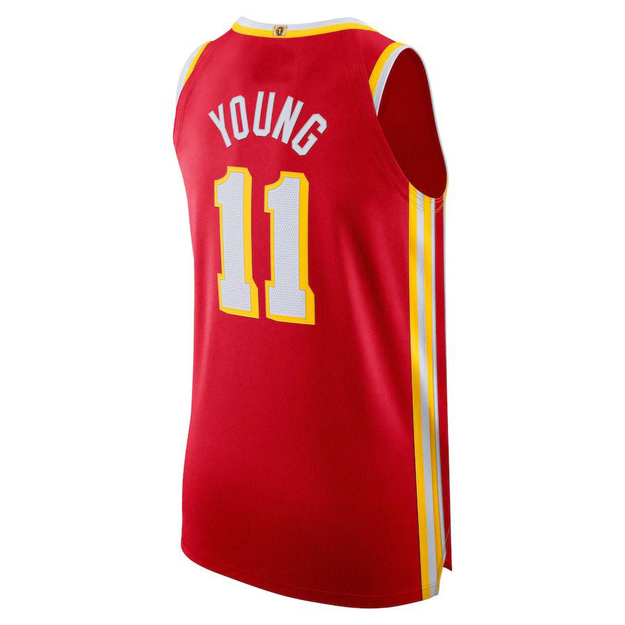 A.Hawks #11 Trae Young 2022-23 Authentic Player Jersey Icon Edition Red Stitched American Basketball Jersey - Main View