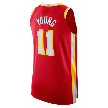 A.Hawks #11 Trae Young 2022-23 Authentic Player Jersey Icon Edition Red Stitched American Basketball Jersey - Main View