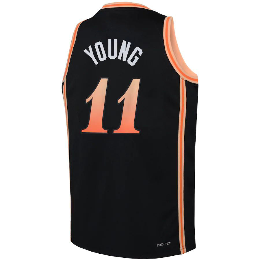A.Hawks #11 Trae Young 2022-23 Swingman Jersey City Edition Black Stitched American Basketball Jersey - Main View