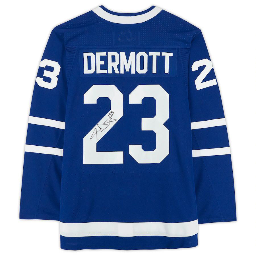 T.Maple Leafs #23 Travis Dermott Fanatics Authentic Autographed Blue Stitched American Hockey Jerseys - Main View