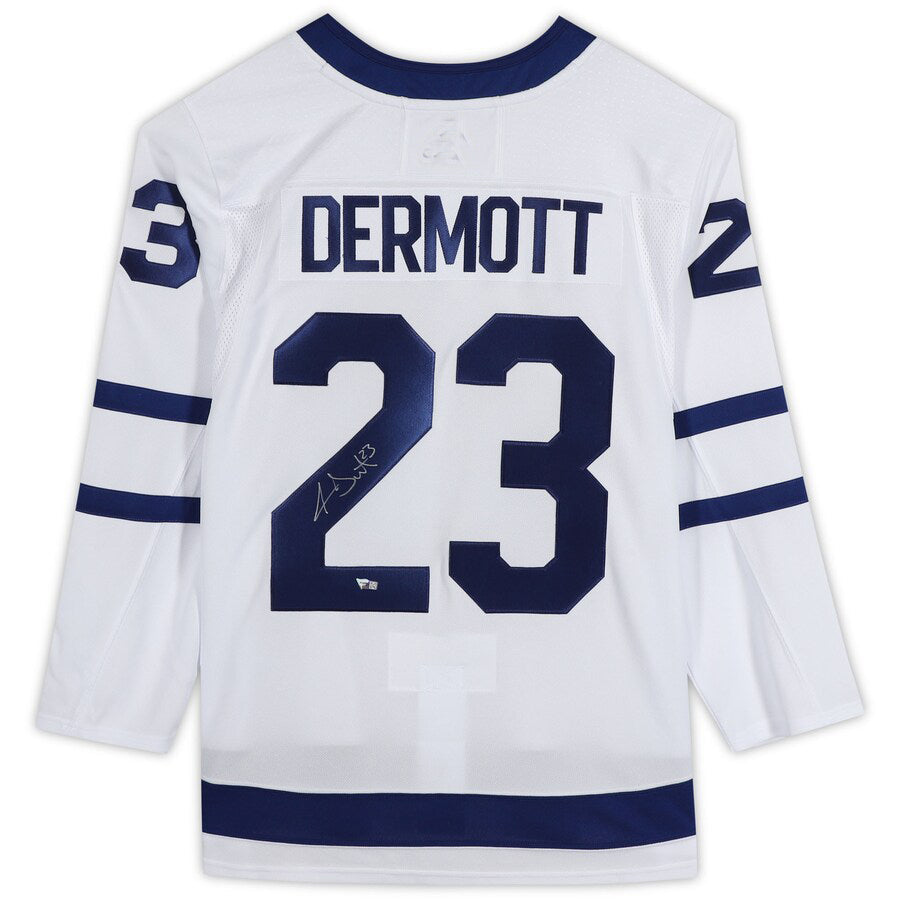 T.Maple Leafs #23 Travis Dermott Fanatics Authentic Autographed White  Stitched American Hockey Jerseys - Main View