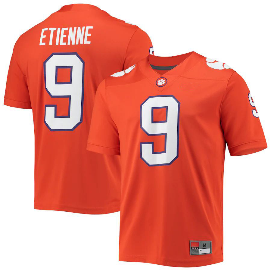 C.Tigers #9 Travis Etienne 2021 Draft Class Game Jersey Orange Stitched American College Jerseys - Main View