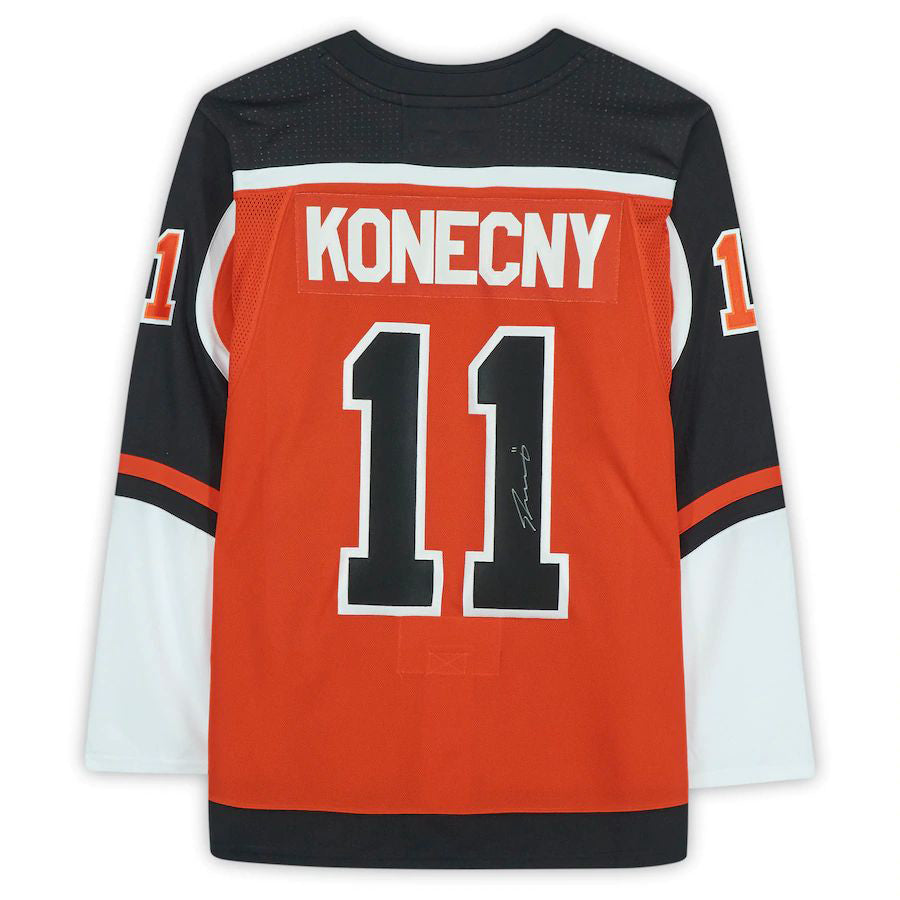 P.Flyers #11 Travis Konecny Fanatics Authentic Autographed 2020-21 Reverse Retro  Orange Stitched American Hockey Jerseys - Main View