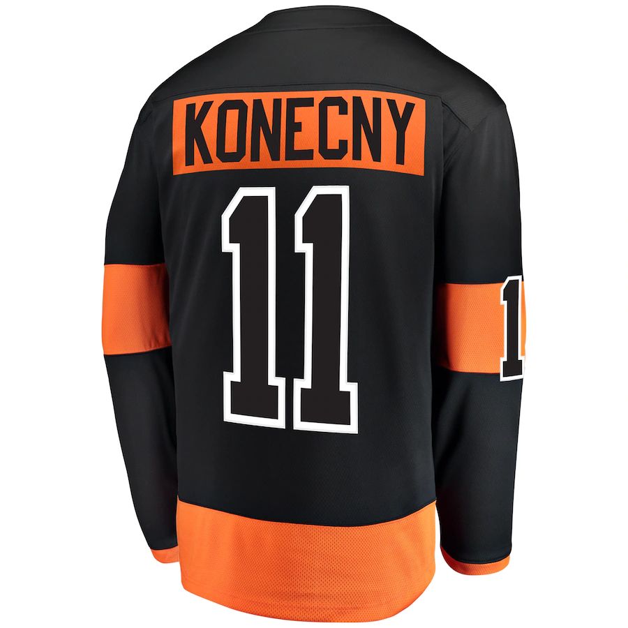 P.Flyers #11 Travis Konecny Fanatics Branded Alternate Breakaway Player Jersey Black Stitched American Hockey Jerseys - Main View