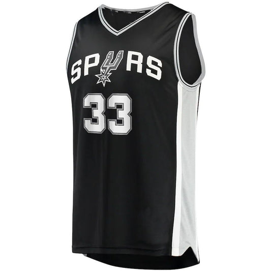S.Antonio Spurs #33 Tre Jones Fanatics Branded 2021-22 Fast Break Replica Jersey  Icon Edition Black Stitched American Basketball Jersey - Main View