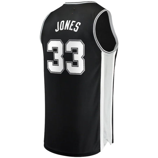 S.Antonio Spurs #33 Tre Jones Fanatics Branded Fast Break Replica Jersey  Icon Edition Black Stitched American Basketball Jersey - Main View