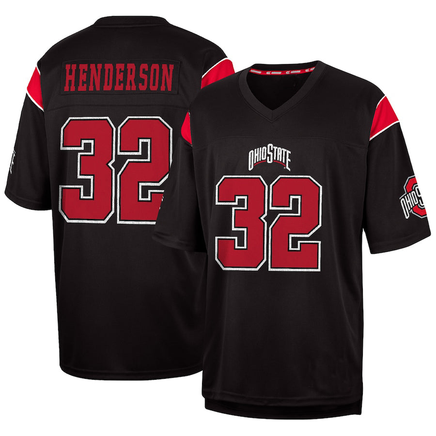 O.State Buckeyes #32 TreVeyon Henderson Colosseum Fashion Replica Jersey Black Football Jersey Stitched American College Jerseys - Main View