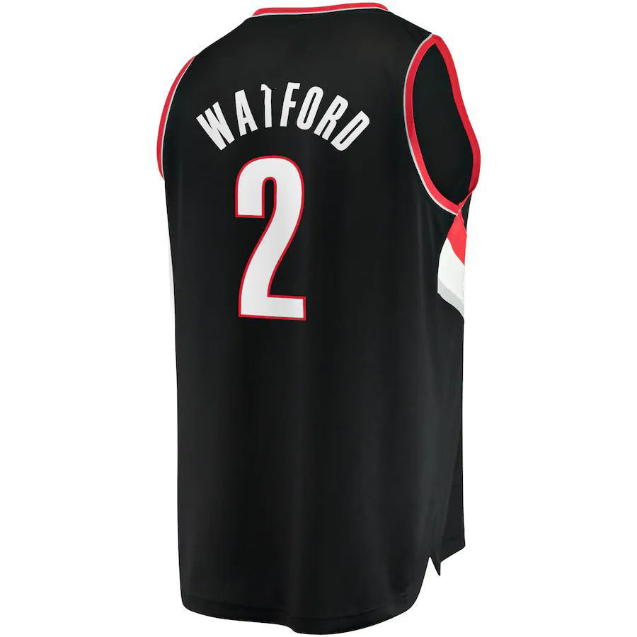 P.Trail Blazers #2 Trendon Watford Fanatics Branded 2021-22 Fast Break Replica Jersey Icon Edition Black Stitched American Basketball Jersey - Main View