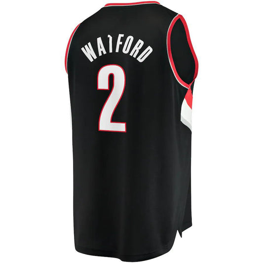 P.Trail Blazers #2 Trendon Watford Fanatics Branded 2021-22 Fast Break Replica Jersey Icon Edition Black Stitched American Basketball Jersey - Main View