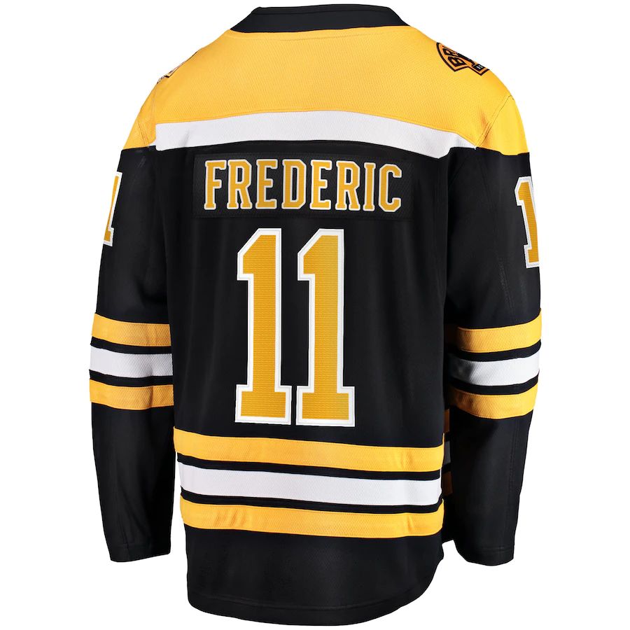 B.Bruins #11 Trent Frederic Fanatics Branded Home Breakaway Player Jersey  Black Stitched American Hockey Jerseys - Main View