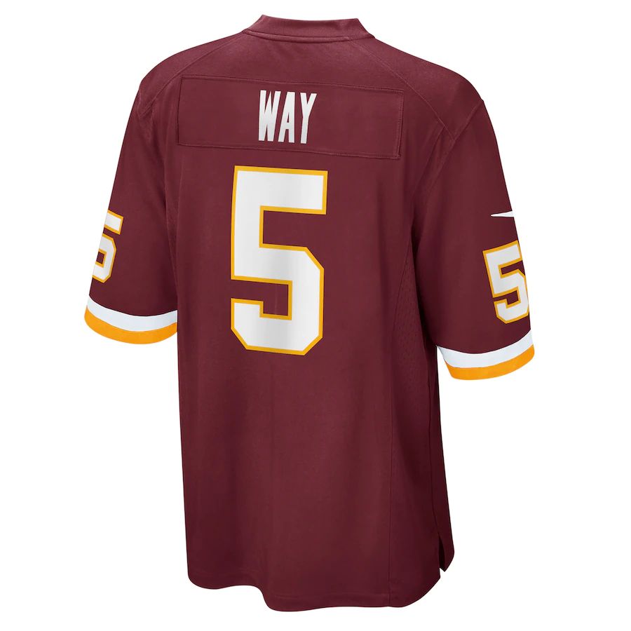 W.Football Team #5 Tress Way Burgundy Game Player Jersey Stitched American Football Jerseys - Main View