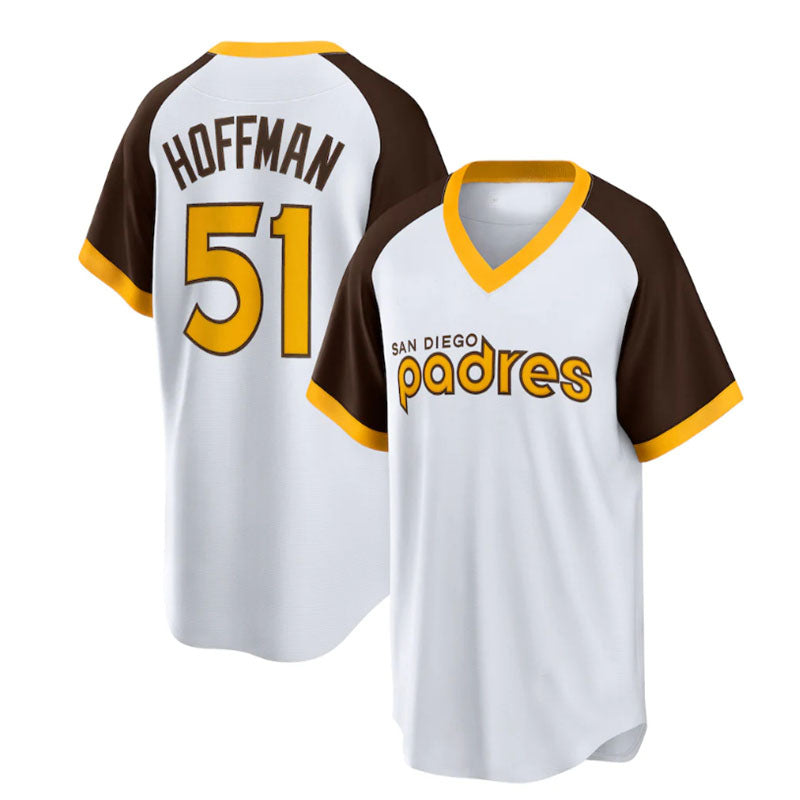 San Diego Padres #51 Trevor Hoffman Home Cooperstown Collection Player Jersey - White Baseball Jerseys - Main View