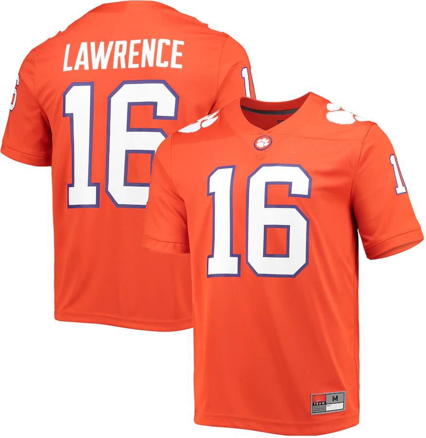 C.Tigers #16 Trevor Lawrence 2021 Draft Class Game Jersey Orange Stitched American College Jerseys - Main View