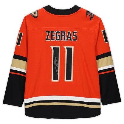 A.Ducks #11 Trevor Zegras Fanatics Authentic Autographed  Authentic Jersey  Orange Stitched American Hockey Jerseys - Main View
