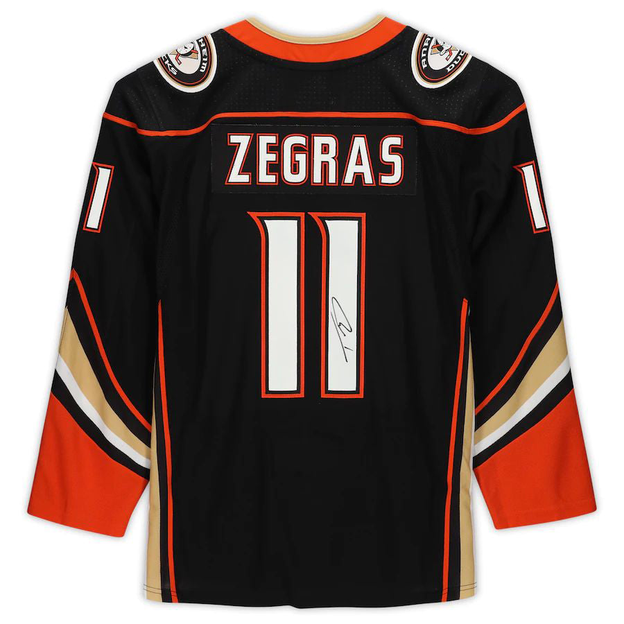 A.Ducks #11 Trevor Zegras Fanatics Authentic Autographed  Authentic Jersey  Black Stitched American Hockey Jerseys - Main View