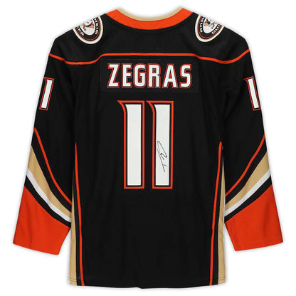 A.Ducks #11 Trevor Zegras Fanatics Authentic Autographed  Authentic Jersey  Black Stitched American Hockey Jerseys - Main View