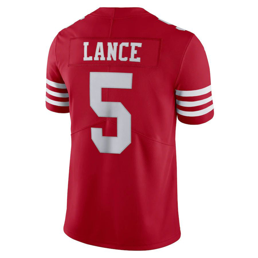 SF.49ers 5 Trey Lance New Red Stitched American Football Jerseys 2022 - Main View