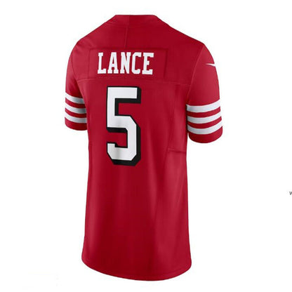 SF. 49ers #5 Trey Lance Vapor F.U.S.E. Limited Jersey - Scarlet Stitched American Football Jersey - Main View