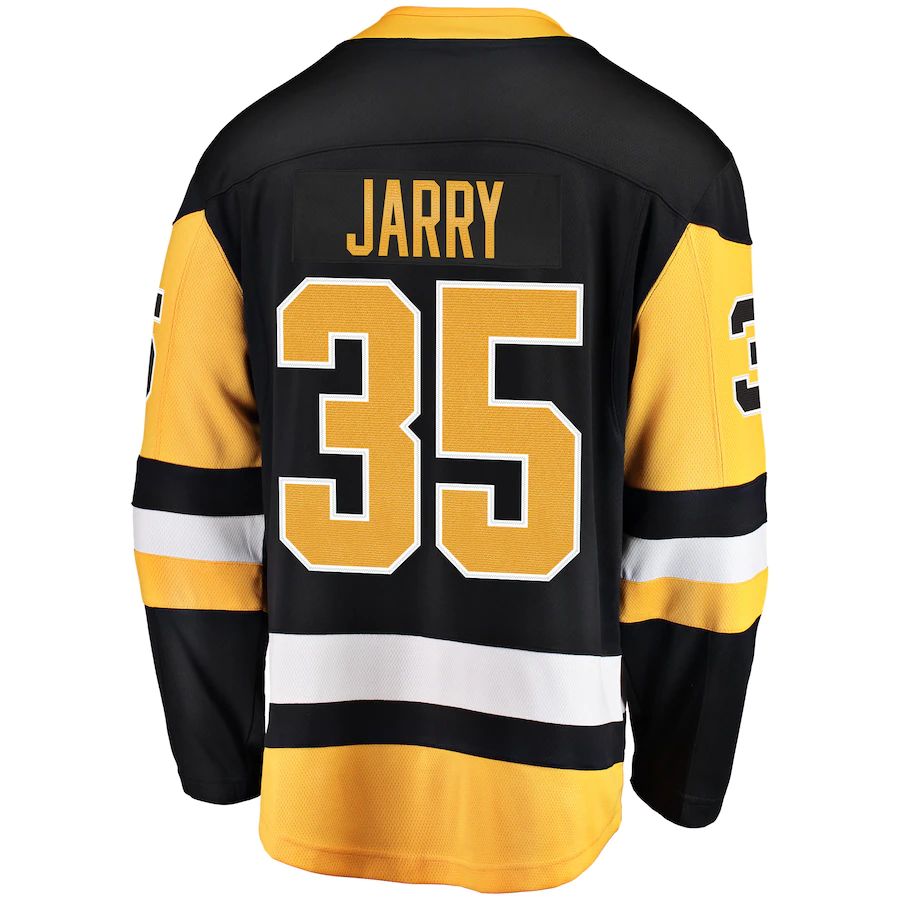 P.Penguins #35 Tristan Jarry Fanatics Branded Home Breakaway Player Jersey Black Stitched American Hockey Jerseys - Main View