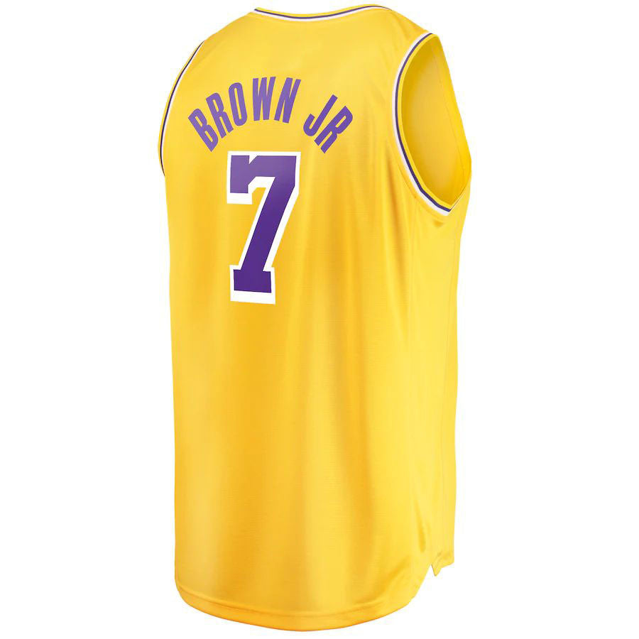 LA.Lakers #7 Troy Brown Jr. Fanatics Branded Fast Break Replica Jersey Icon Edition Gold Stitched American Basketball Jersey - Main View