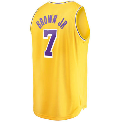 LA.Lakers #7 Troy Brown Jr. Fanatics Branded Fast Break Replica Jersey Icon Edition Gold Stitched American Basketball Jersey - Main View