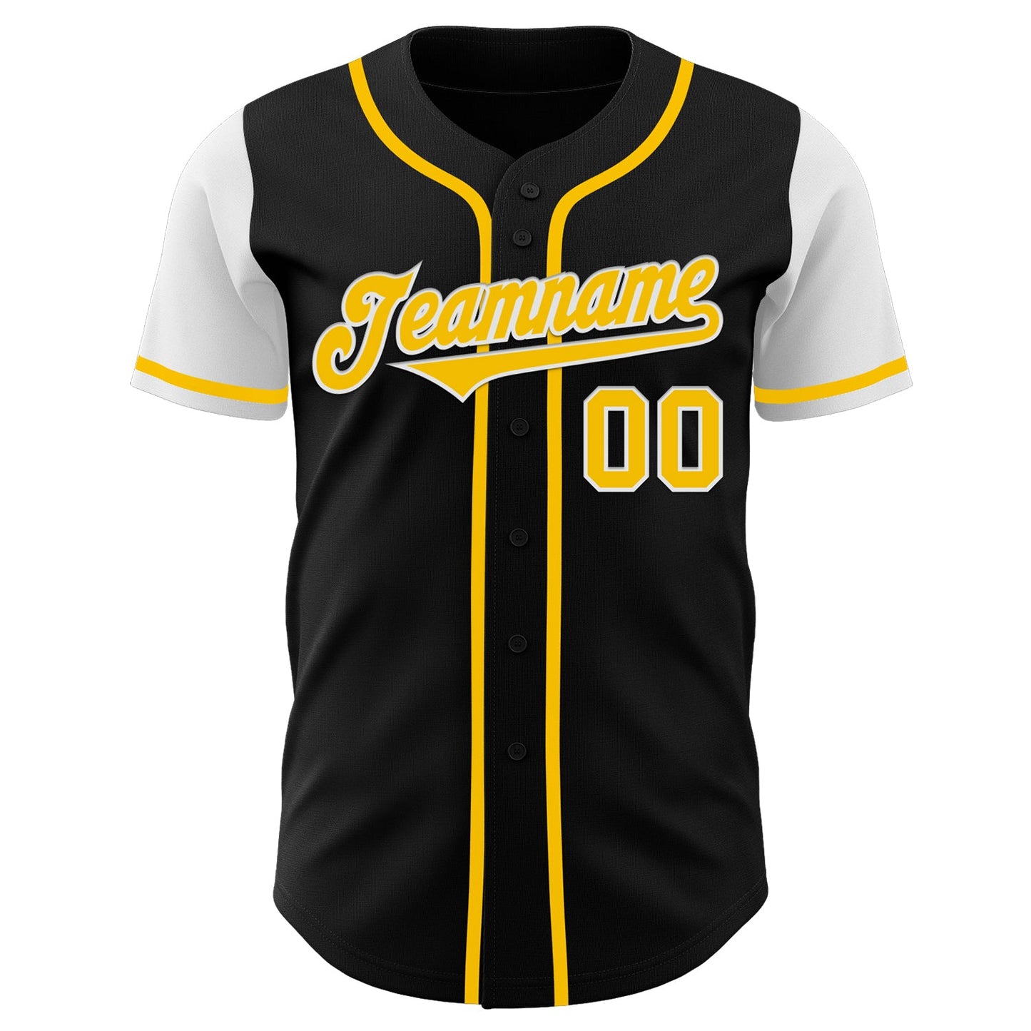Custom Black Gold-White Authentic Two Tone Baseball Jersey view 2