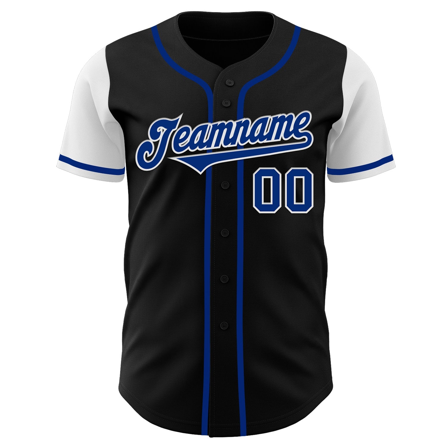 Custom Black Royal-White Authentic Two Tone Baseball Jersey view 2