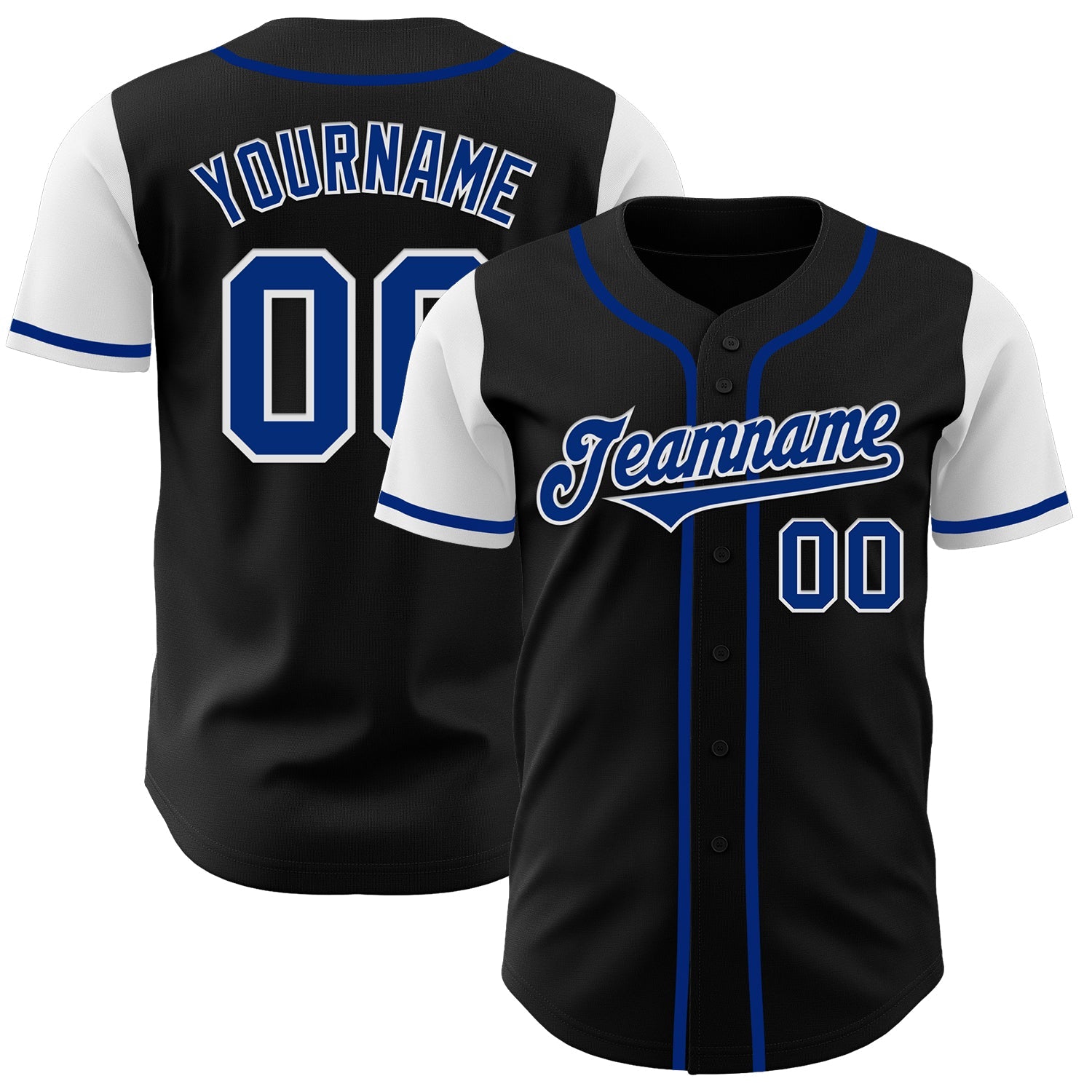 Custom Black Royal-White Authentic Two Tone Baseball Jersey - Main View