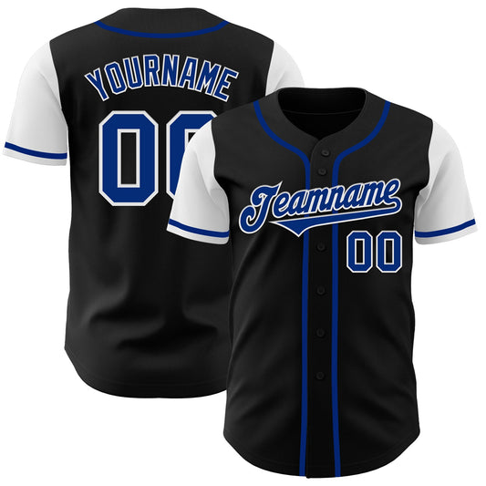 Custom Black Royal-White Authentic Two Tone Baseball Jersey - Main View