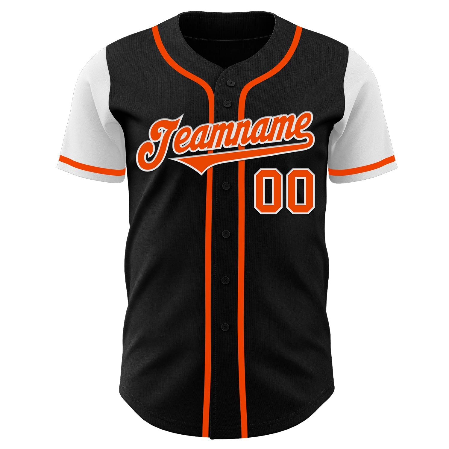 Custom Black Orange-White Authentic Two Tone Baseball Jersey view 2