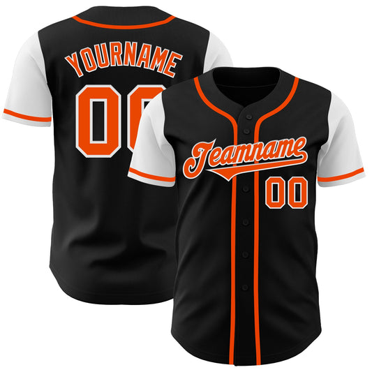 Custom Black Orange-White Authentic Two Tone Baseball Jersey - Main View