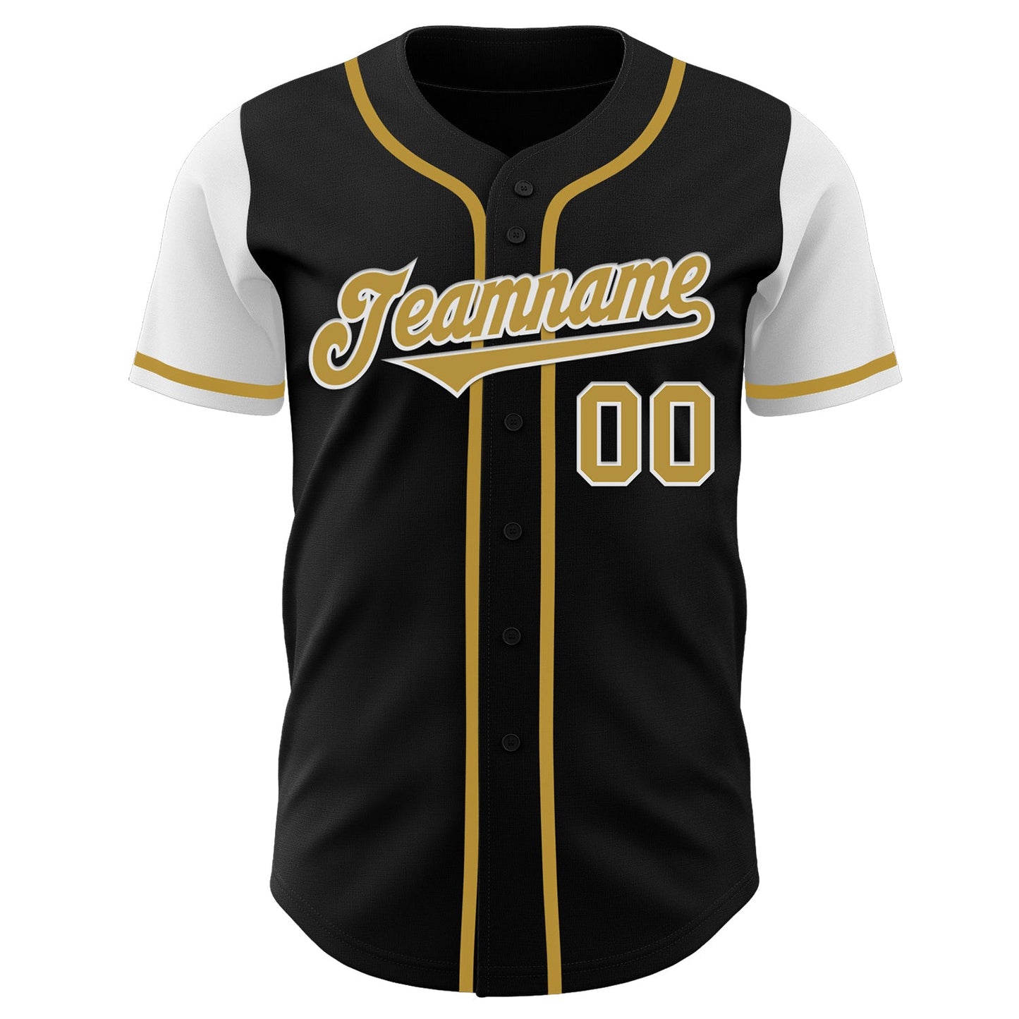 Custom Black Old Gold-White Authentic Two Tone Baseball Jersey view 2