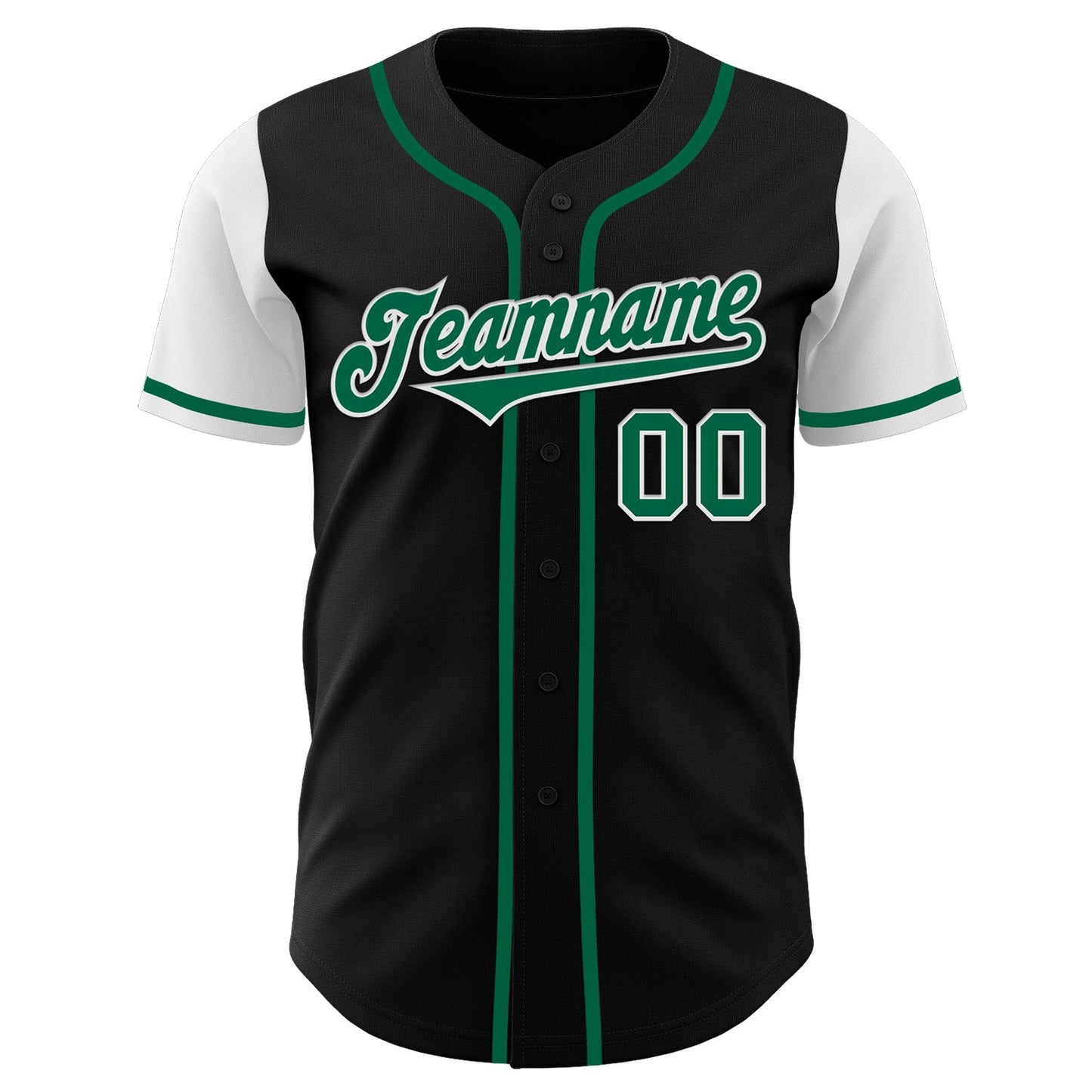 Custom Black Kelly Green-White Authentic Two Tone Baseball Jersey view 2