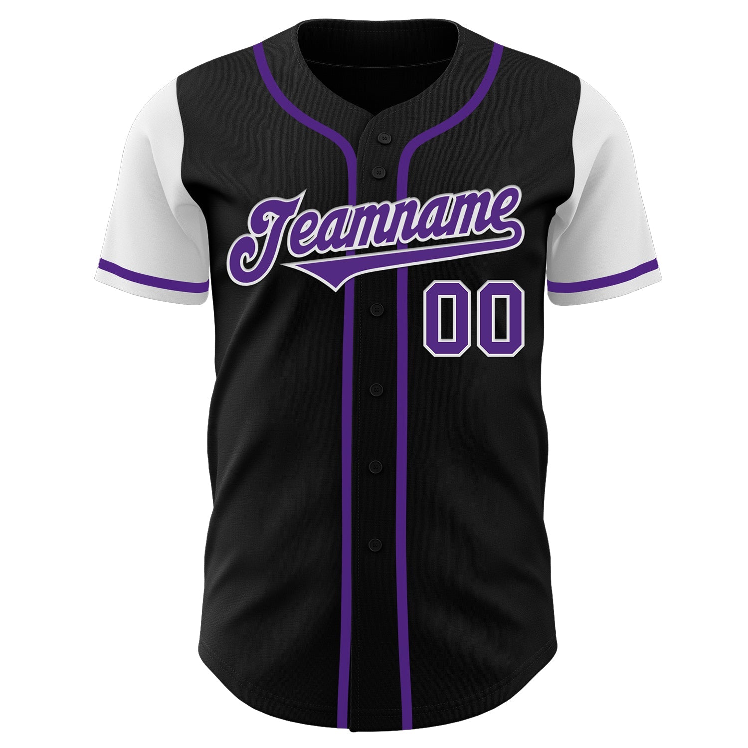 Custom Black Purple-White Authentic Two Tone Baseball Jersey view 2