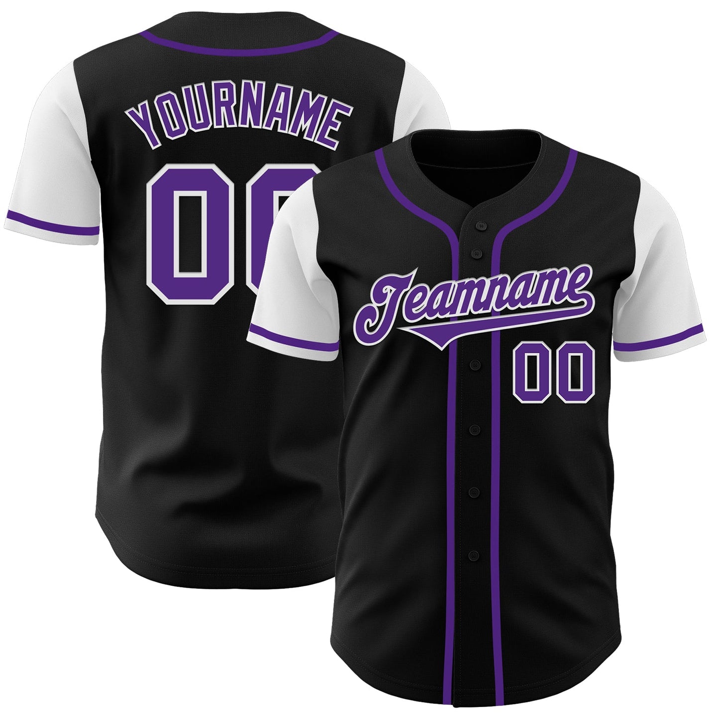 Custom Black Purple-White Authentic Two Tone Baseball Jersey - Main View