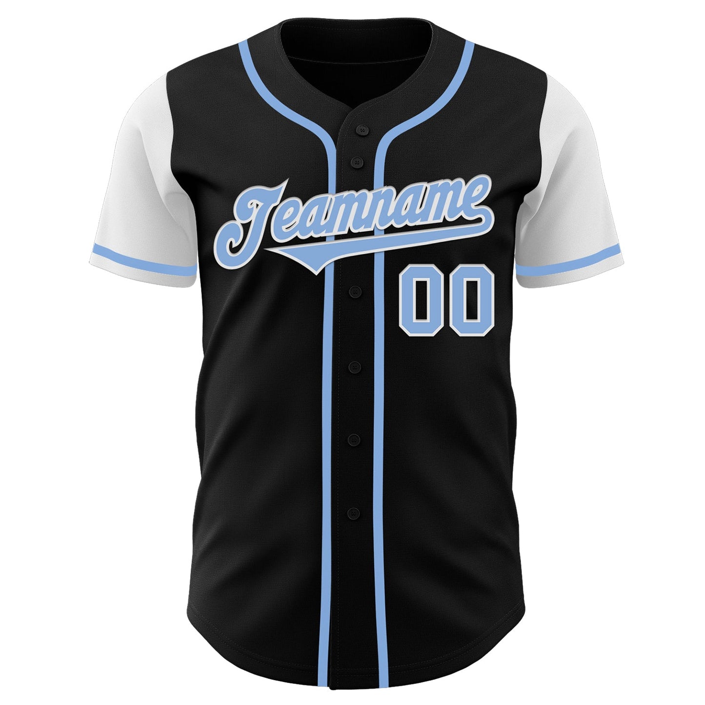 Custom Black Light Blue-White Authentic Two Tone Baseball Jersey view 2