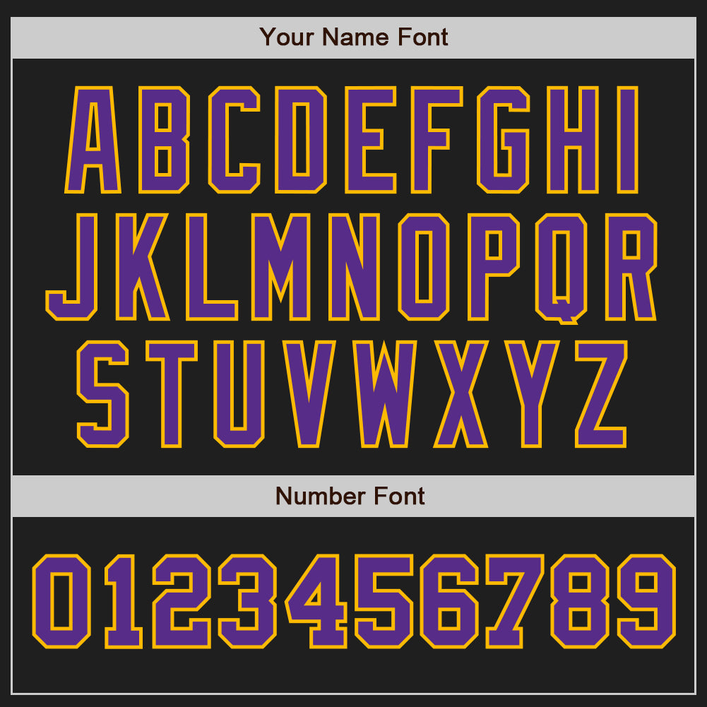 Custom Black Purple-Gold Authentic Two Tone Baseball Jersey view 5