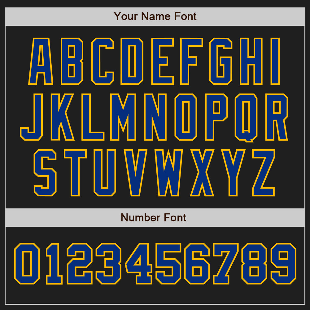 Custom Black Royal-Gold Authentic Two Tone Baseball Jersey view 5