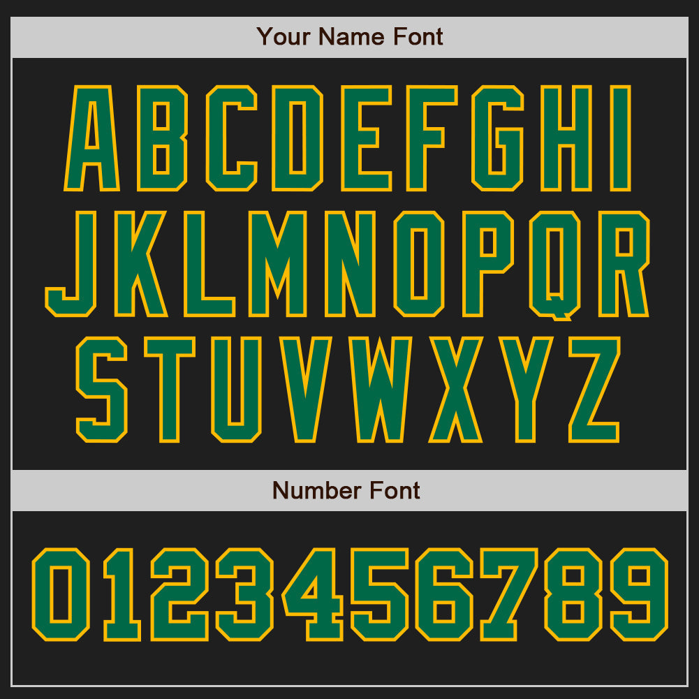 Custom Black Kelly Green-Gold Authentic Two Tone Baseball Jersey view 5